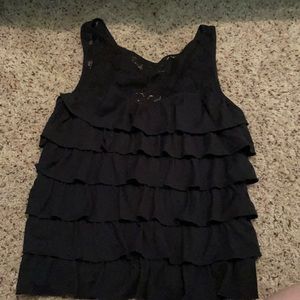 Royal blue tank with ruffles on the front